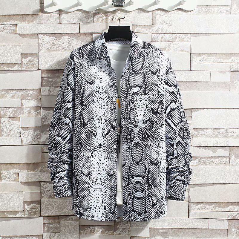 Korean Dark Mourning Snake Pattern Long Sleeve Shirt for Men - Spring/Autumn 2020