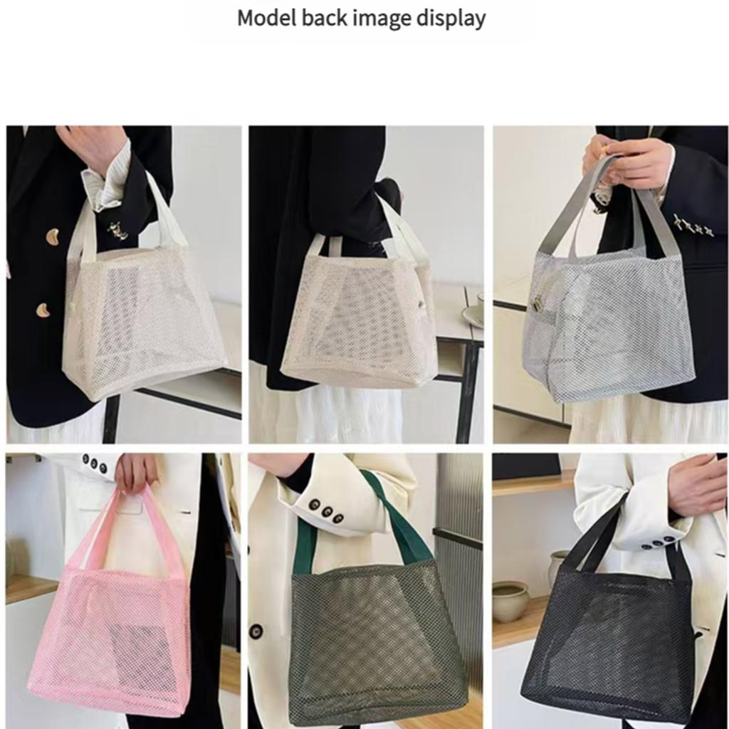Mesh bag large capacity with handle, bag travel, makeup bag, beach bag portable, bag cosmetic zipper  Shopping bag,