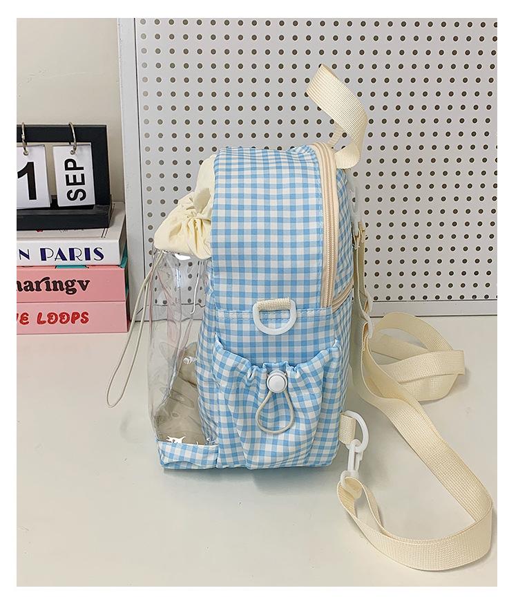 Japanese & Korean Jelly Versatile Plaid Double Shoulder Bag - Large Capacity for Students & Outdoor Use