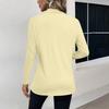 Moda Donna Casual Camicia a Manica Lunga Corta con Collo a Revers Top da Donna con Scollo a V
