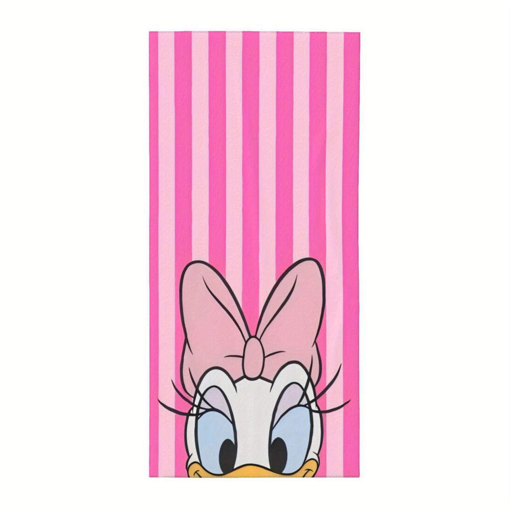 1pc Daisy Duck Beach Towel - Polyester 2D Print Quick Dry Swimming Towel, Lightweight Soft Travel Towel for Camping Surfing, Uni