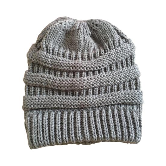 Women's Ponytail Hat Winter Warm Knitted Hat with Ponytail Tail Hole Soft Stretch Cable
