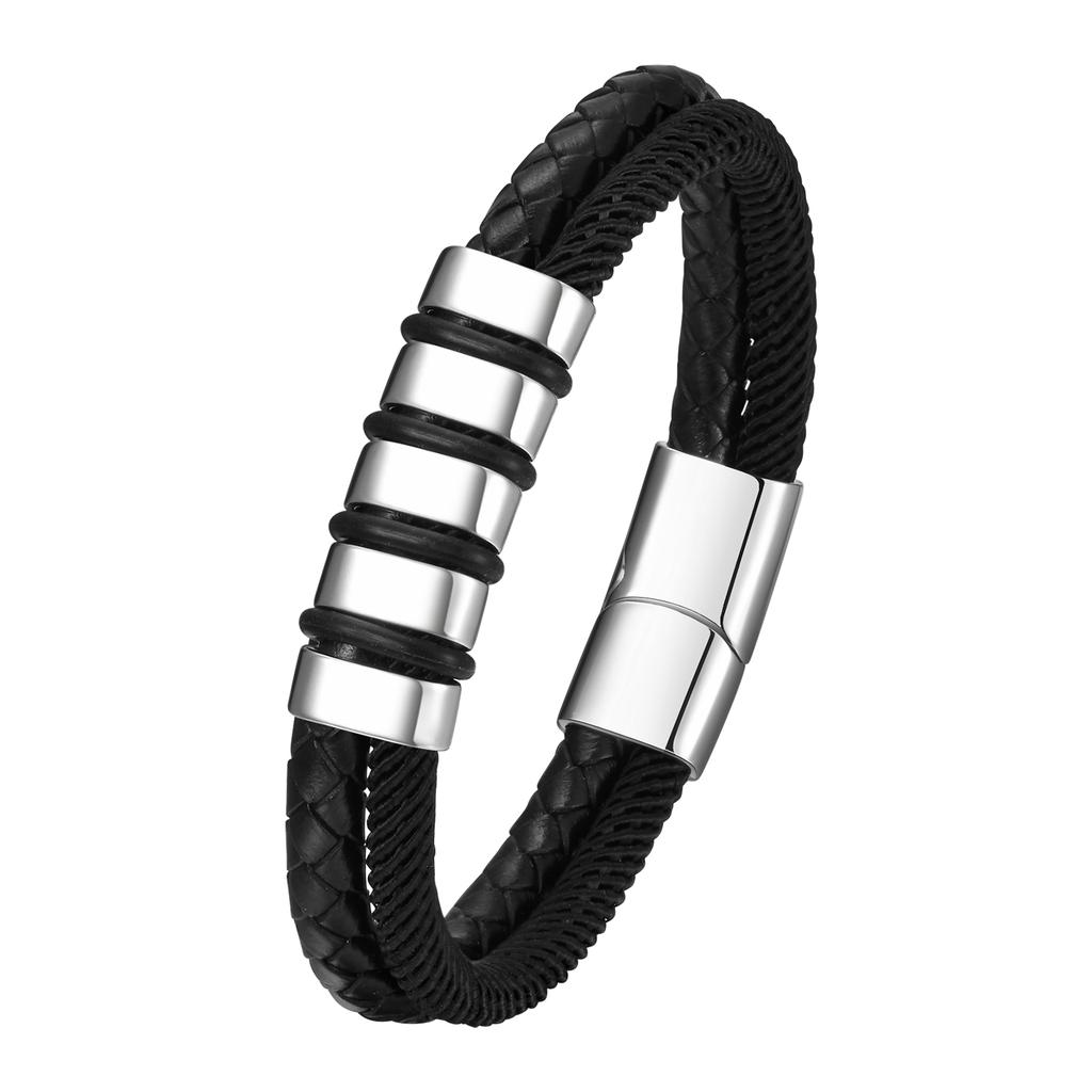 Vnox Free Personalized Family Names Bracelets Gift for Men Dad Grandpa,3-5 Stainless Steel Beads Bracelets, Love Christmas Gift