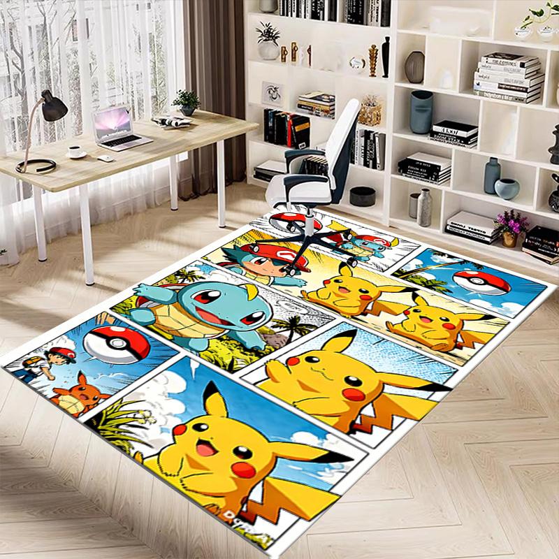 1pc Pikachu Friends Adventure Carpet for Playroom Bedroom Living Room Sofa Home Decor,kids Game Area Rug Non-slip Floor Mat Y72973
