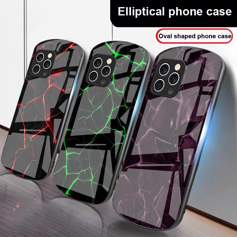 Patrón de textura de lava roja Para iPhone 16 15 14 13 Plus 12 mini 11 Pro Max XR Xs Max X 7 8 6 6S 2022 Funda de teléfono de cristal elíptica