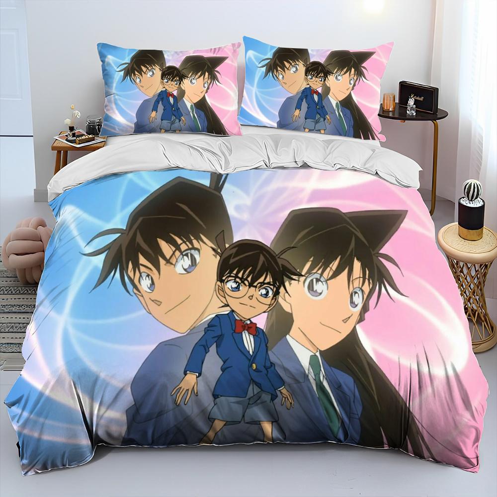 Comforter Detective Conan Cartoon Anime Comforter Bedding Set Bed Set King Queen Size Bedding Set Kids