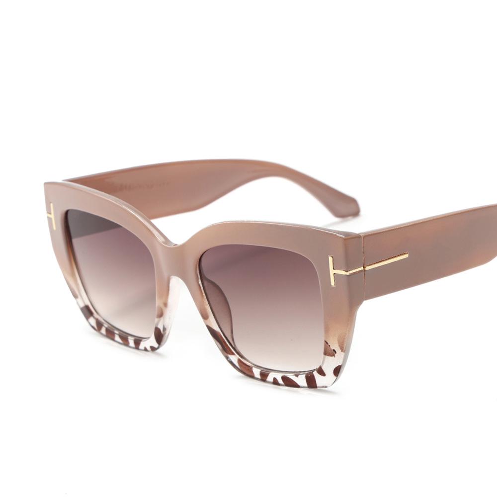 Unisex Large Frame T-Decoration Sunglasses 5634 - Slimming and Stylish European & American Design