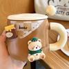 New Mug with Lid Spoon Cute Couple Ceramic Cup Souvenir Creative Office Coffee Water Cup