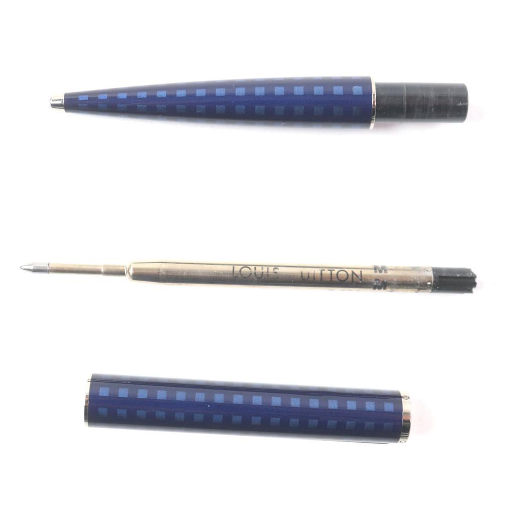 Great LOUIS VUITTON Ballpoint Pen Jet Rack Twist Type Navy Silver Mens N79155 Used