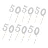 50 Set 50 Cupcake Topper Silver Glitter Practical 50th Cupcake Toppers Happy Birthday Cake Topper for Anniversary