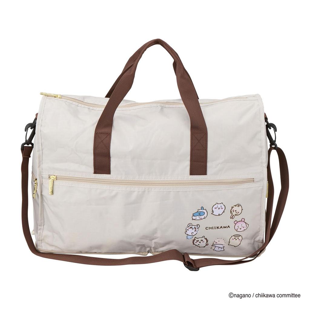 Foldable Boston M 23L Compatible with with Shoulder HPL0002 Beige Circle Bag, Chiikawa, Size, Capacity, Carry-on Suitcases, Strap, CH1.