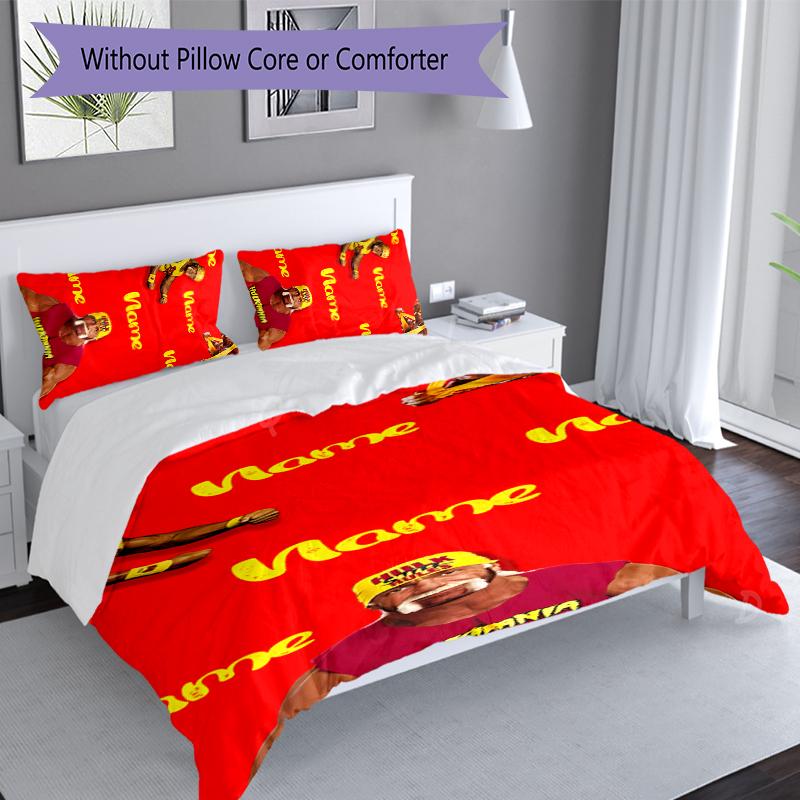 3pcs Custom Name Hulk Hogan Set,Includes 1 Duvet Cover and 2 Pillowcases,All-season Bedroom Decor