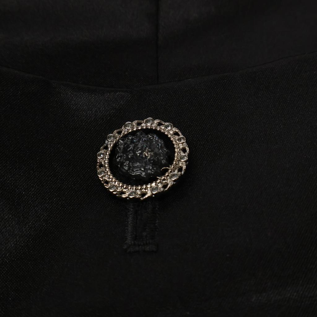 Chanel [Excellent Condition/Domestically Authorized/22 Stainless Steel] P72423V64121 Silk Blend Satin Pants with Lion Buttons Bottoms 38 blackUsed