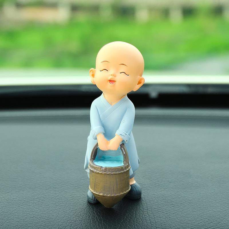 5pcs Car Ornaments Car Mounted Creative Sweeping Band Little Monk Cute Resin Crafts Little Monk Decoration Props Inside The Car