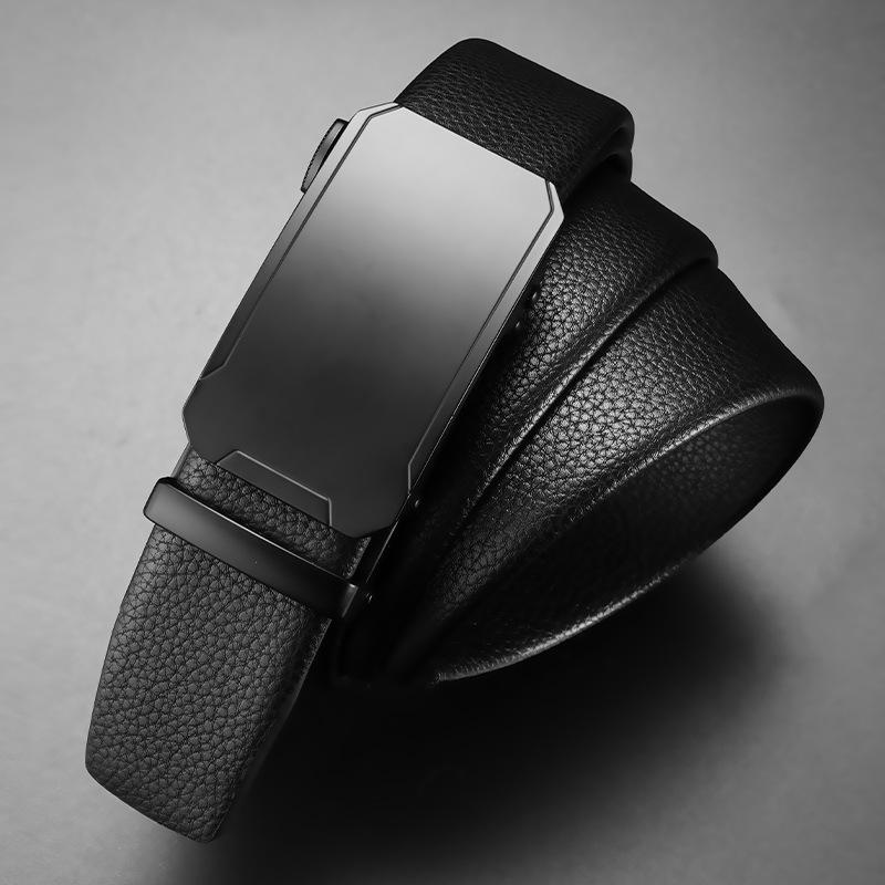 Men's Belt New Business Casual Automatic Buckle Middle Aged and Young Trousers Belt Trendy Versatile Leather Belt Men