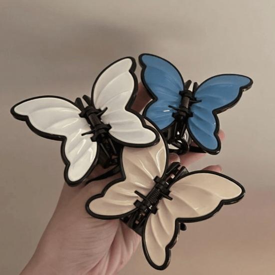 Hair Claw Stable Gripping Thick Spring Anti-Slip Tooth Comb Hair Clip Butterflies Shape Back Head Hair Clip