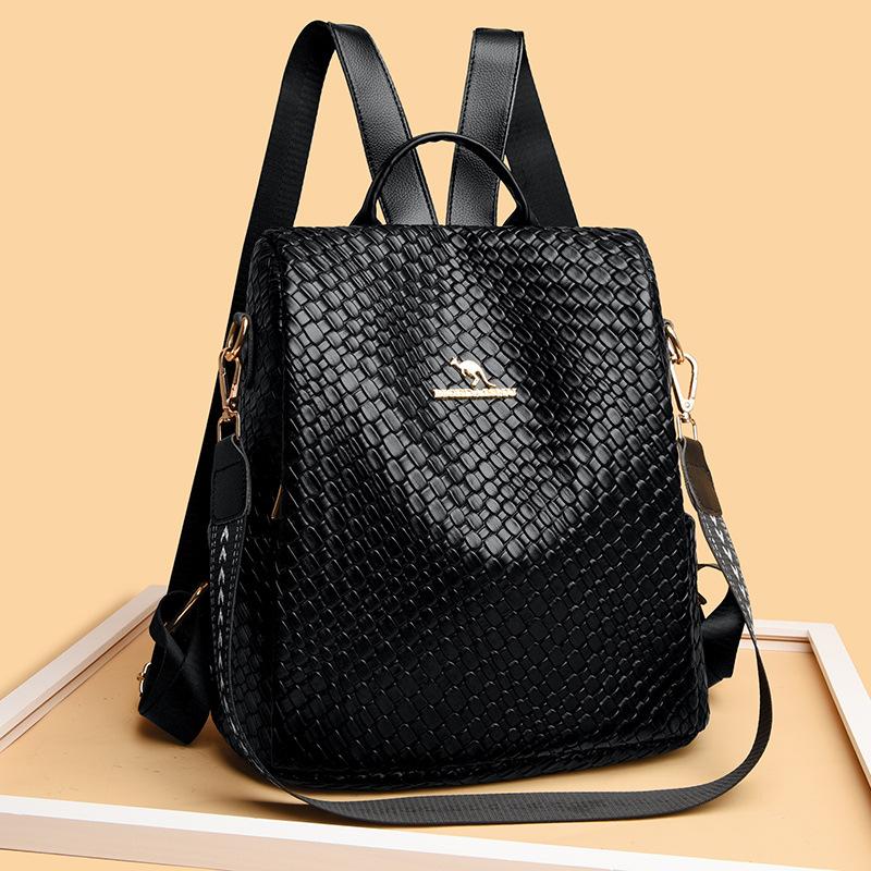 Backpack for Women New Braided Leather Trendy and Versatile Large Capacity Commuting Travel Bag Multi-functional Backpack for Women