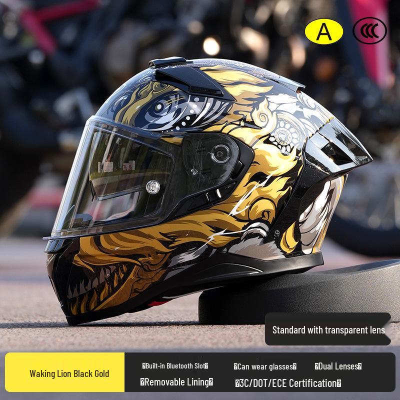RSV Motorcycle Helmet with Double Visor, Men's Full Face, All-Season, Universal Fit, 3C Certified (Model 939)