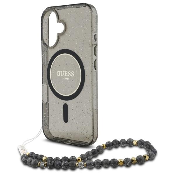 Guess Guhmp16Shgcrelsk Iphone 166.1 Czarny/Czarny Hardcase Iml Glitter With Pearl Strap Magsafe