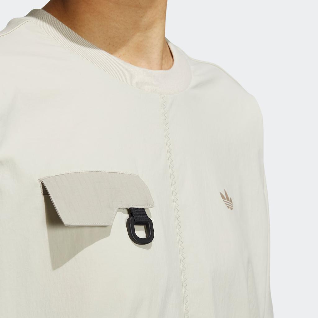 Adidas Originals Trefoil Print Logo Cropped Long Sleeve Sweatshirt Women sweatshirt Off-White HJ7310