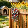 Patriotic Red White Blue Hanging Flowers Artificial Morning Glory Flower Vine UV Resistant Fake Plants for 4th of July Memorial Day Independence Day
