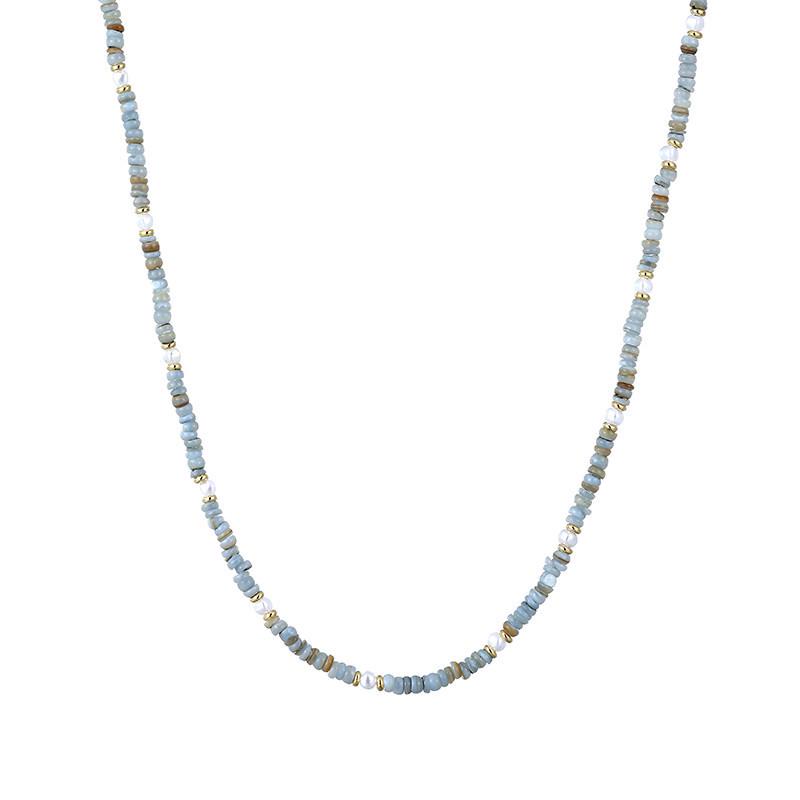 Summer Double-Layered Beaded Necklace for Women - Chic, Lightweight, and Luxurious Stone Clavicle Chain.