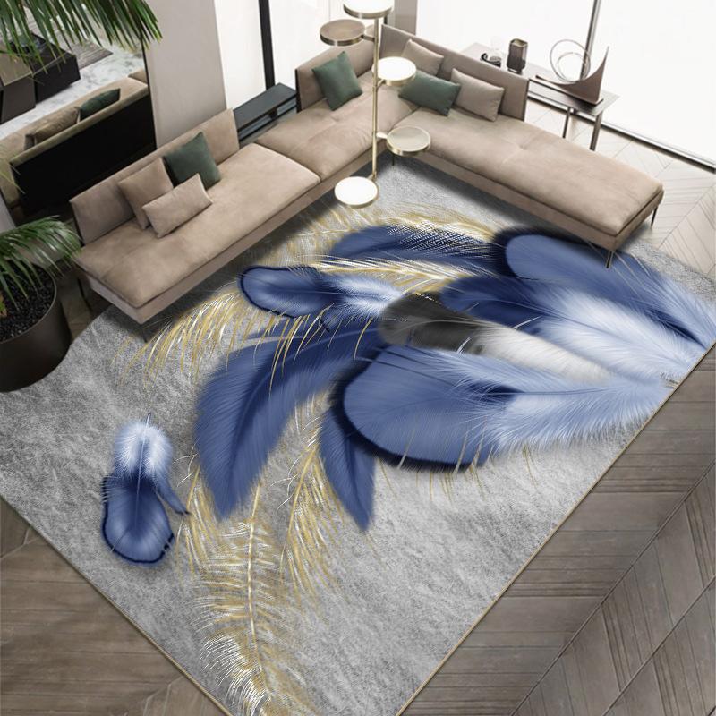 

3D современный простой ковер с принтом из перьев для гостиной, полный коврик для спальни, одеяло для кровати, учебный стол и коврик для стула 200*250cm