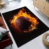 Flaming Basketball Rug Sports Fan Gift Ideas Game Room Accessories  Anti Slip Carpet Can Be Machine Washed