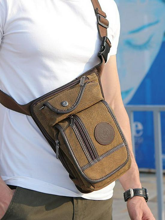 Riñonera de Lona Impermeable para Hombre para Exteriores, Cruzada Resistente al Desgaste para Viajes