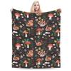 Mushroom Snail Hippie Flower Blanket Travel Camping Blanket Soft Warm Lightweight Cozy Fuzzy Throw Blankets for Couch Bed Sofa