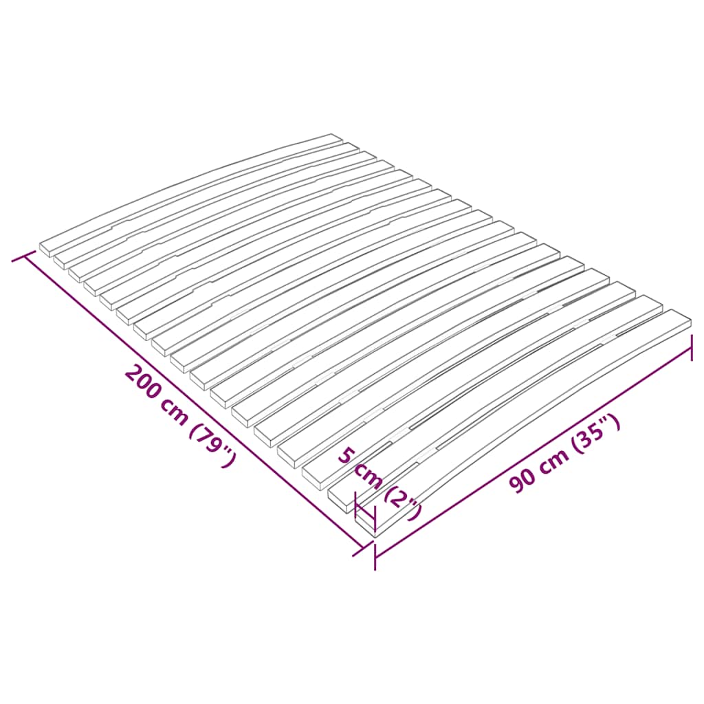 Vidaxl Bed Frame with 17 Slats, 90X200 Cm
