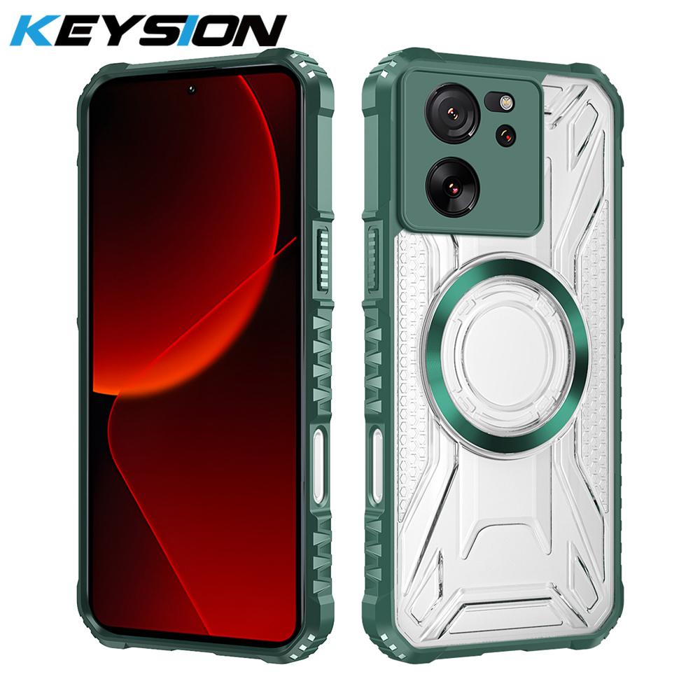 

KEYSION Прозрачный магнитный чехол для Xiaomi 13T 5G 13T Pro 5G Силикон+ПК Сверхпрочный Противоударный Чехол для телефона для Redmi K60 Ultra for Redmi K60 Ultra зелёный