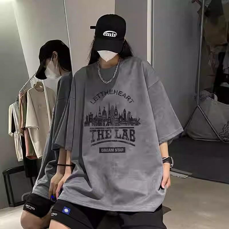 Trendy Men's Letter Print Short Sleeve T Men's Summer T-shirt ins Fashion Brand Loose Casual Top