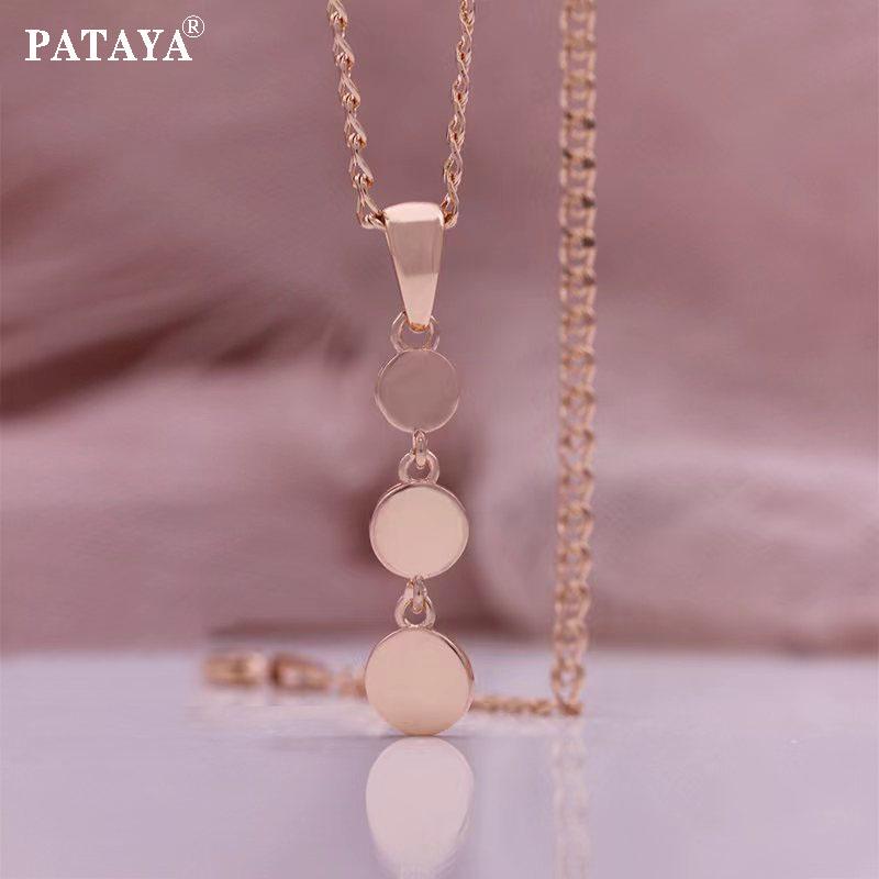 

Комплект из серег-капель и ожерелья с подвеской PATAYA из розового золота круглой плоской формы