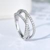 CopperFashion Contracted Cross Ring for Women New Cubic Zirconia Sparkling Wedding Bands Accessories