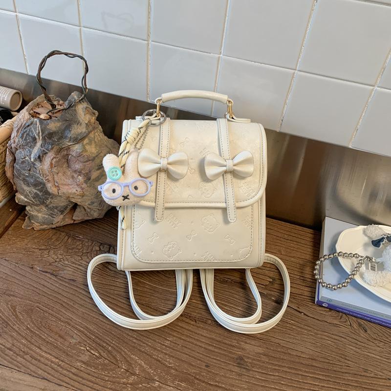 Schoolbag Foreign Style Retro College Backpack Bag Women's 1011 Spring New Niche Bow Backpack Portable Student Schoolbag