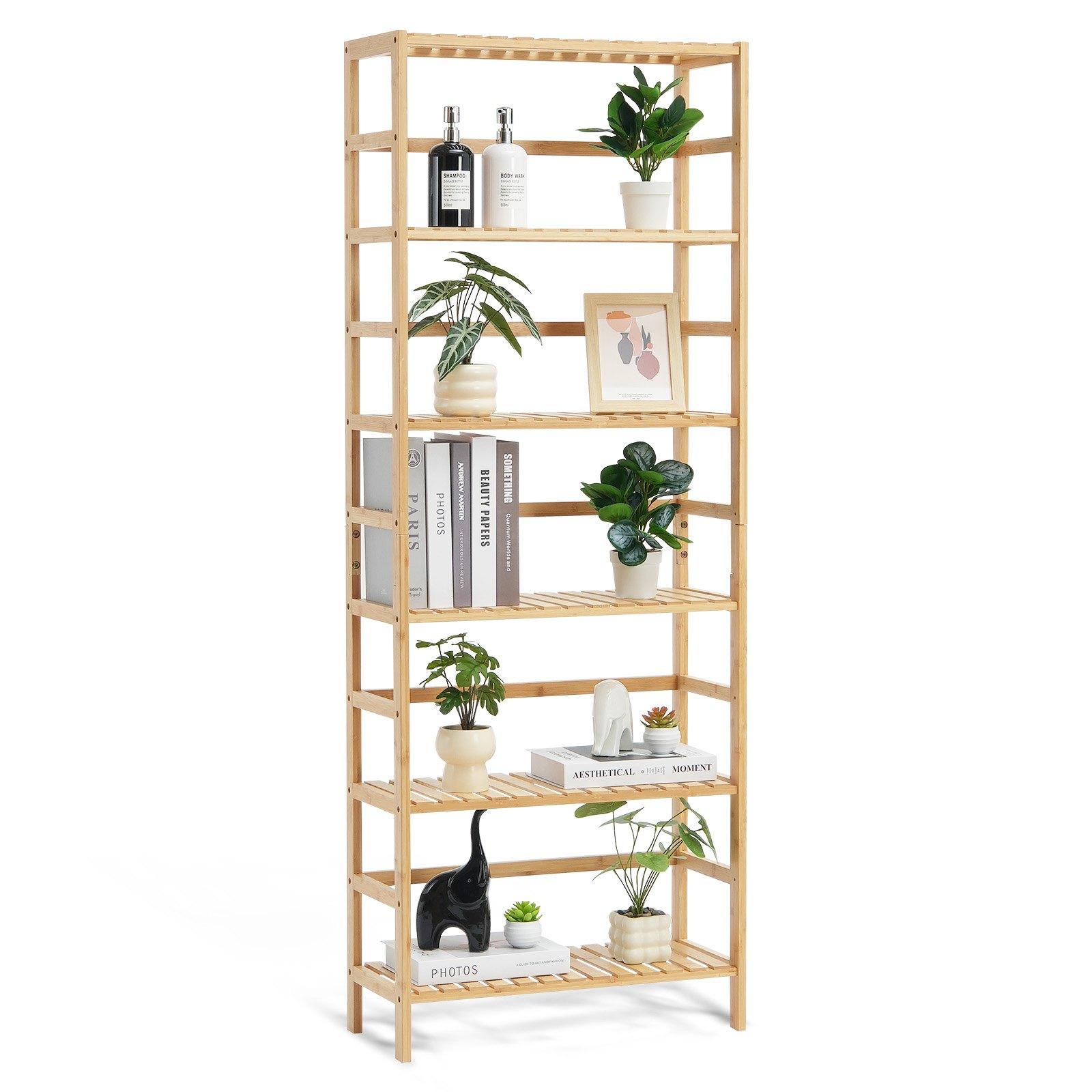 VEVOR 6-Tier Bamboo Shelf, Open Wood