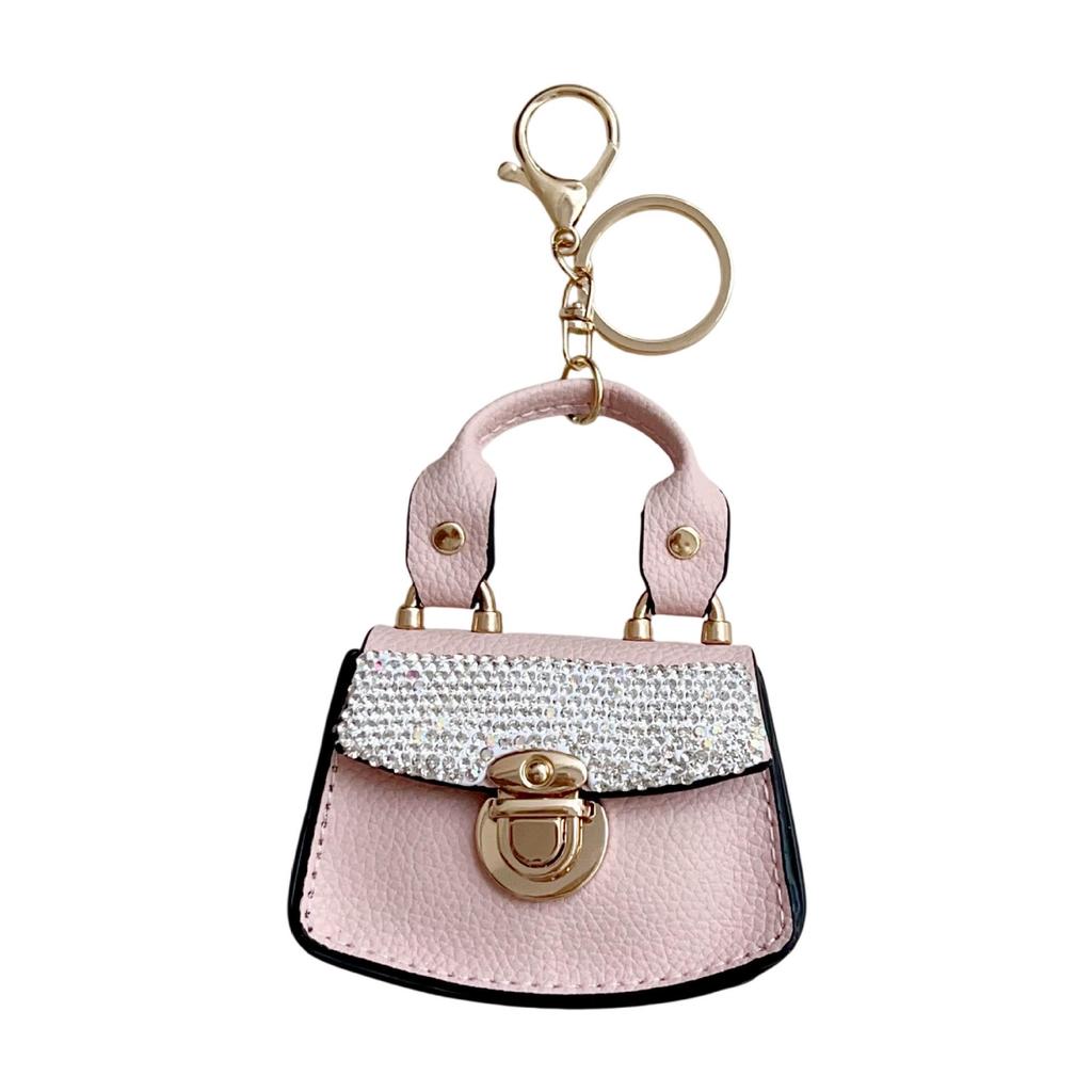 Elegant Diamond Mini Bag Charm: High-End Versatile Keychain and Earphone Pendant
