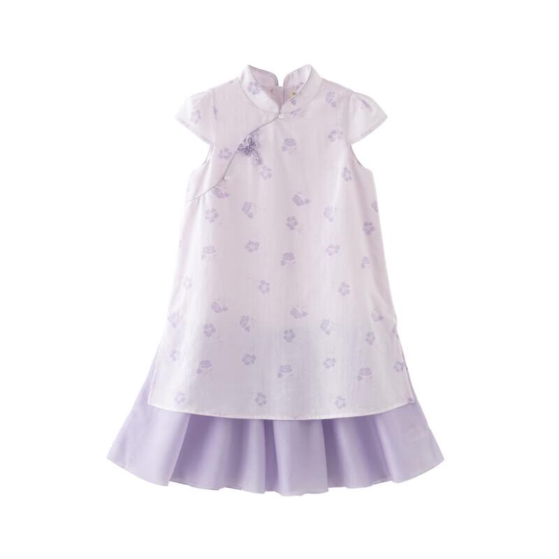 DAVE&BELLA Girls' New Chinese Style Floral Cheongsam Dress