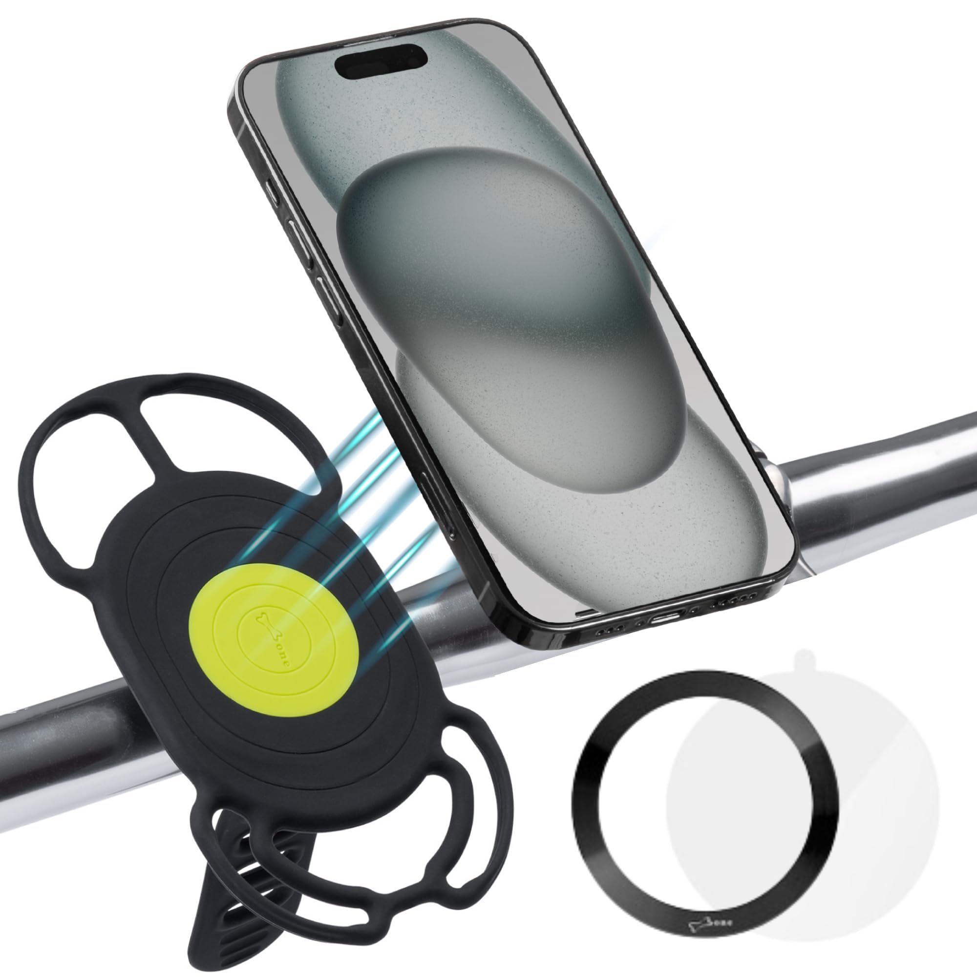 

Bike Tie 4 Магнитный держатель для смартфона для велосипеда Магнитный magsafe Сильный магнитный уплотнитель для смартфона для шоссейного велосипеда Magsafe Мобильный вибродержатель для смартфона для велосипеда чёрный