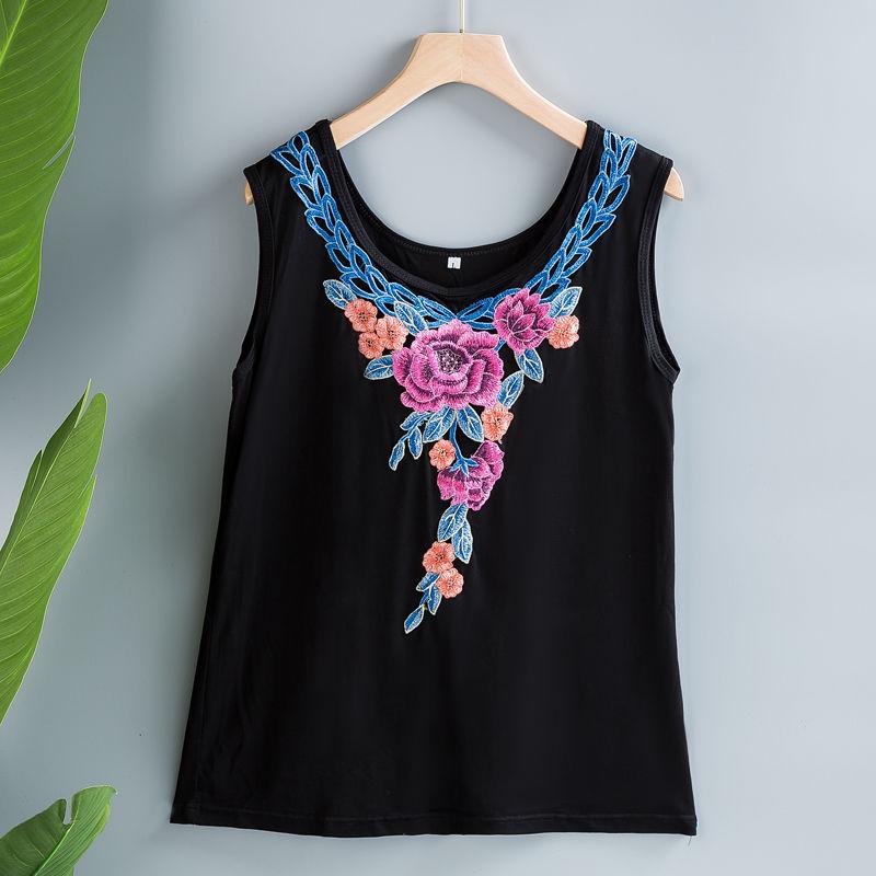 

Модальная майка для женщин, оверсайз, свободного кроя, для мамы, без рукавов, вышитый жилет для женщин, короткий топ для женщин 5XL