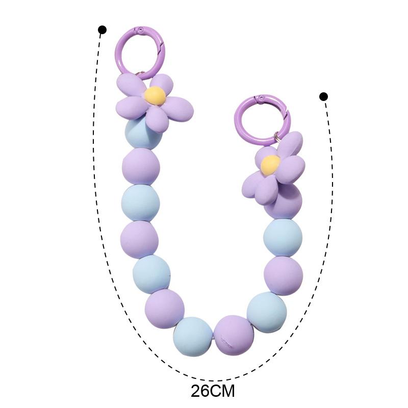 Ins Colorful Beaded Bracelet Flower Pendant Phone Chain Phone Holder Case Chain Flower Anti-Lost Chain Hanging Jewelry