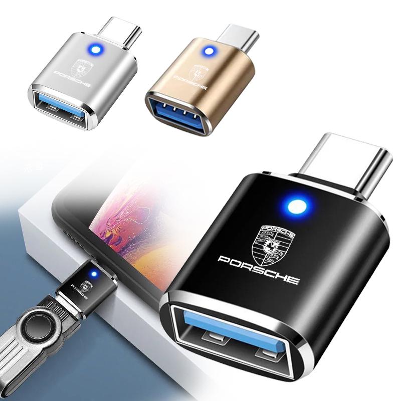 Car Type C To USB Adapter laptop U Disk Micro USB For Porsche Cayenne Macan 911 Boxster Cayman Panamera 718 Auto Accessories