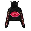 Women Crop Top Hoodie Casual Long Sleeve Hooded Hazbin Hotel Short Sweatshirt Sexy Crop Sweaters