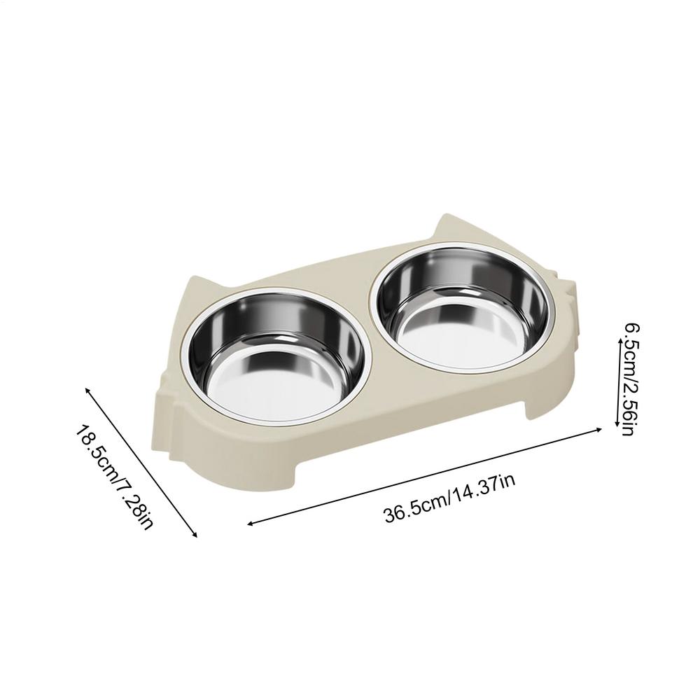 Dog Bowl Stand Anti-Slip Detachable Food Holder Station Dog Bowl Holding with Double Stainless Steel Dish for Home Living Room