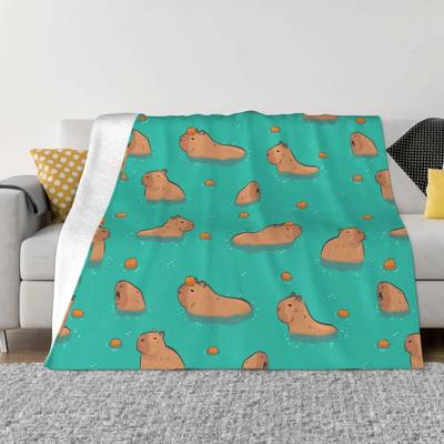 Capybara In The Water Blankets Fleece Spring Autumn Cute Animal Multifunction Soft Throw Blankets for Bedding Couch Rug Piece