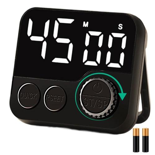 EOOQ Digital LED Visual Timer with Rotating Button, 99 Minutes 59 Seconds Countdown, Stopwatch Function, Silent Mode, 100dB Loud Alarm, Powerful Magne