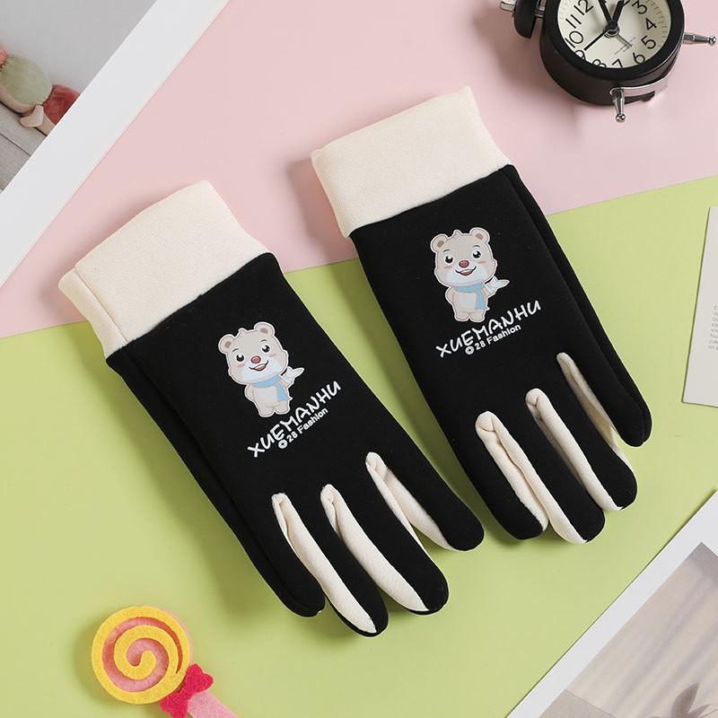 Kids Winter Warm Fleece Lined Gloves With Glow-in-the-Dark Dinosaur Print Windproof Waterproof Outdoor Cycling Play