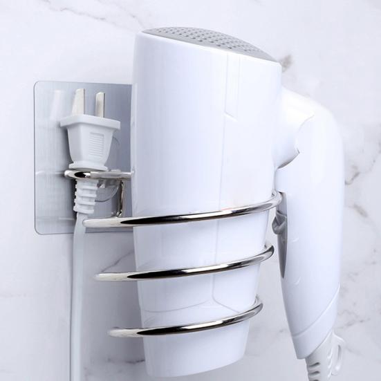 Wandmontierter Spiral-Föhnständer aus Edelstahl für Badezimmer