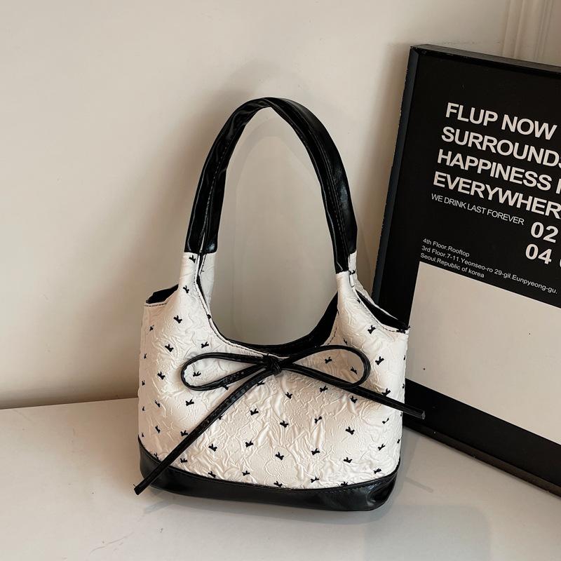 Складной бант Сумка через плечо Балетный бант Сумка-тоут Большая вместимость Сумка под мышкой чёрный